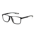 OpticVisionPro multifocal reading glasses in matte black, side three-quarter view on white